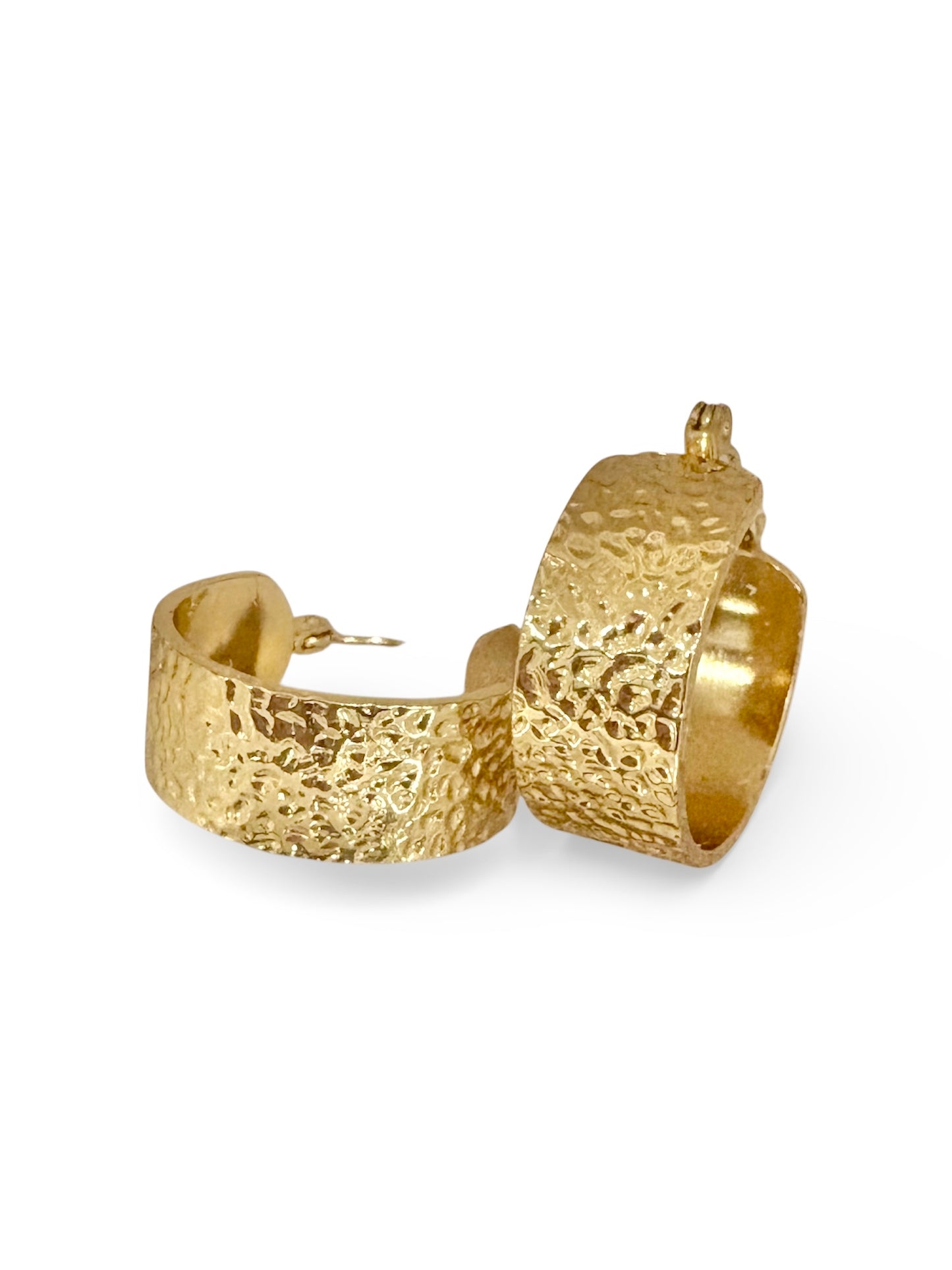 Textured Wide Hoop Earrings – 18K Gold Plated Non-Tarnish Stainless Steel