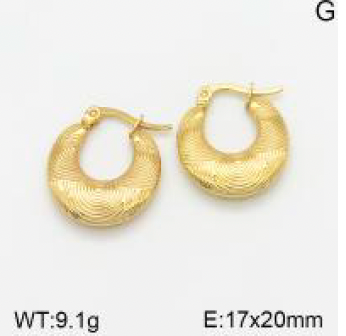 Gold hoop earrings on a white background with weight and dimensions displayed.