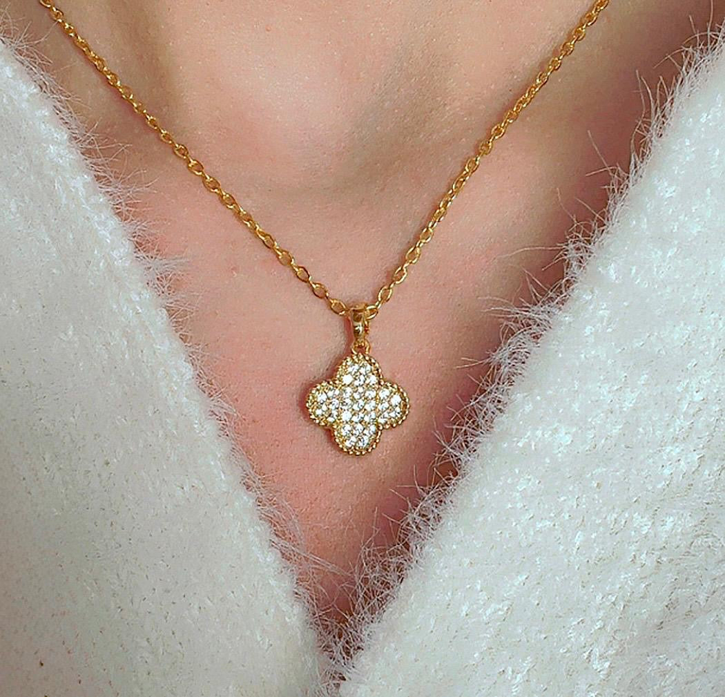clove necklace, black clover necklace, white clover necklace 