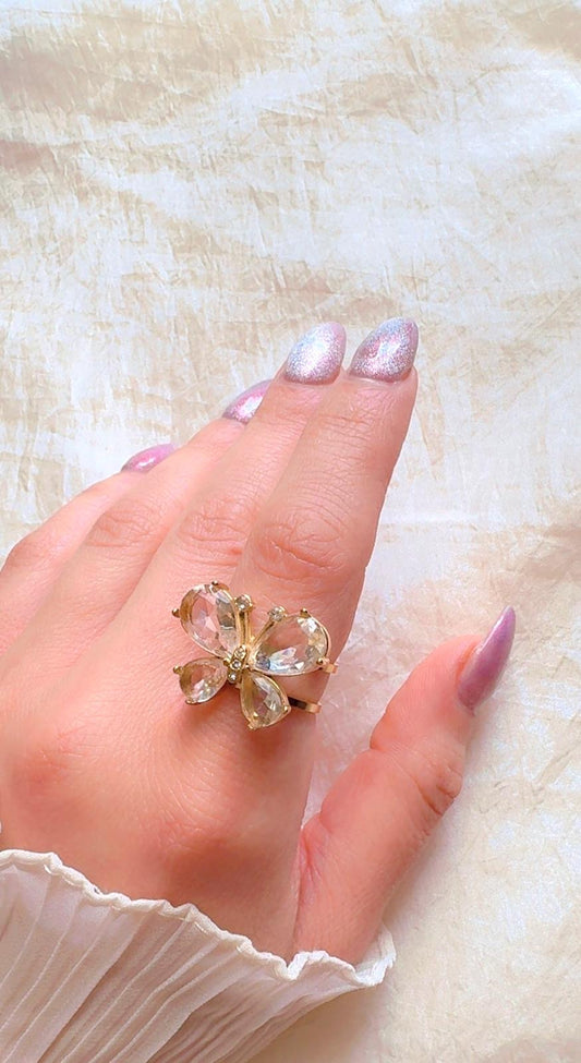 Adjustable Crystal butterfly Ring
