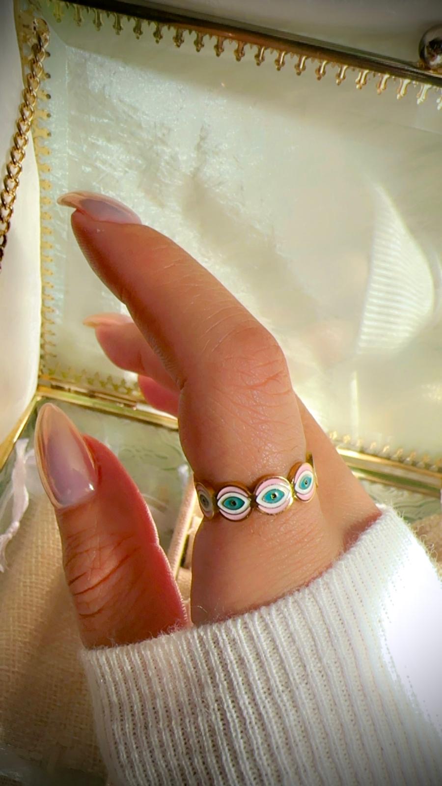 ADJUSTABLE EVIL EYE ~ Ring