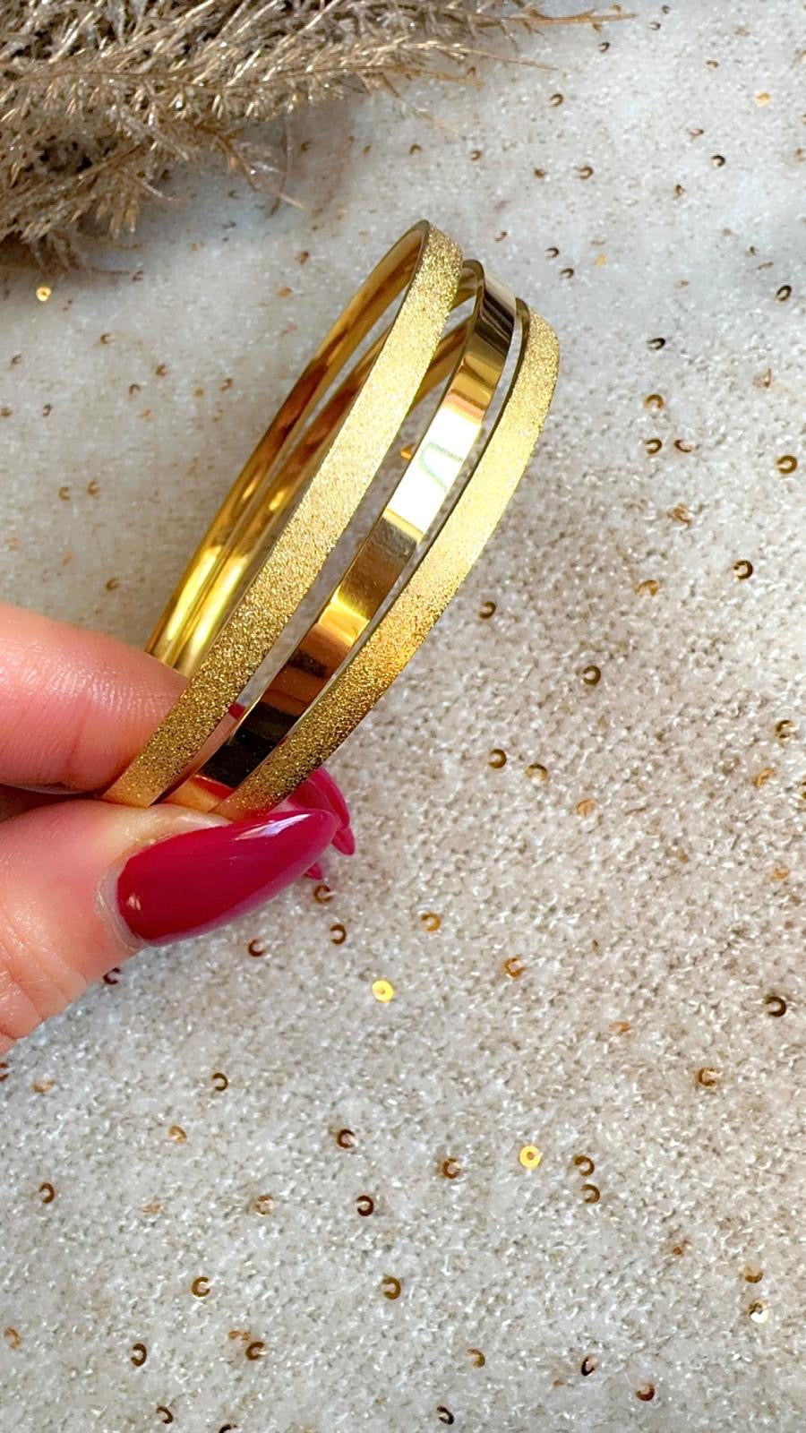 Trio of Matching Gold Stackable Bangles