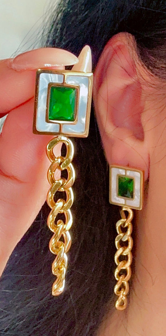 SQUARE ~ EMERALD ~ Earrings