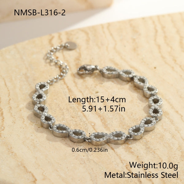 Silver Infinity bracelet with measurements