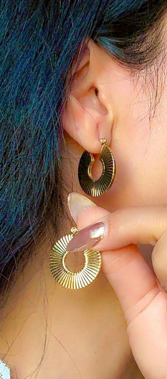 Gold Textured Hoop Earrings – Modern Statement Design