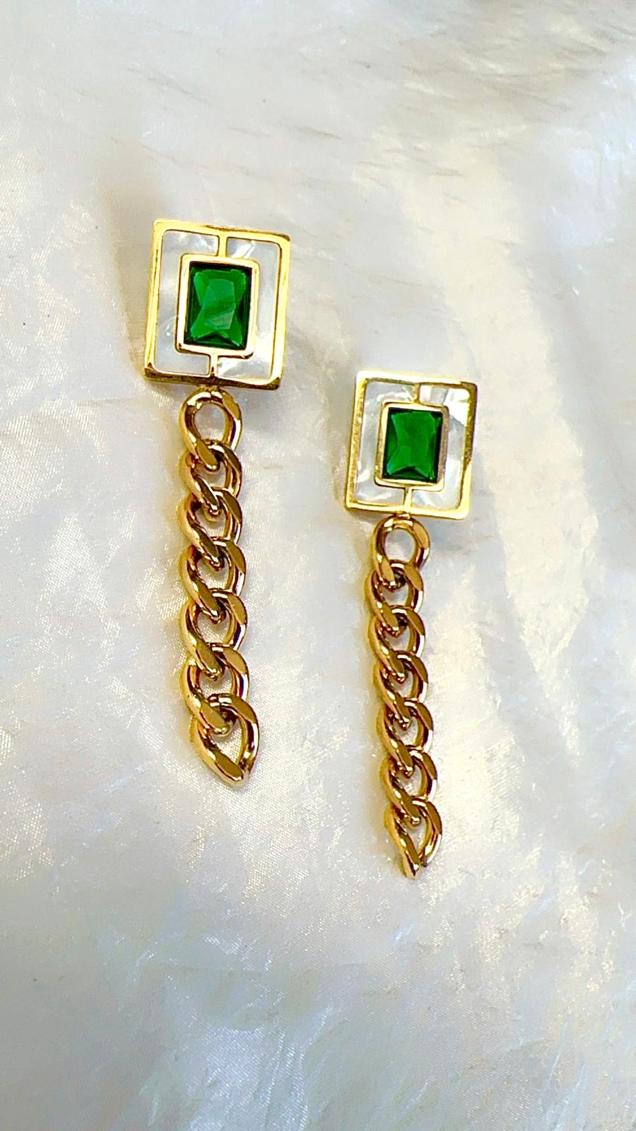 SQUARE ~ EMERALD ~ Earrings