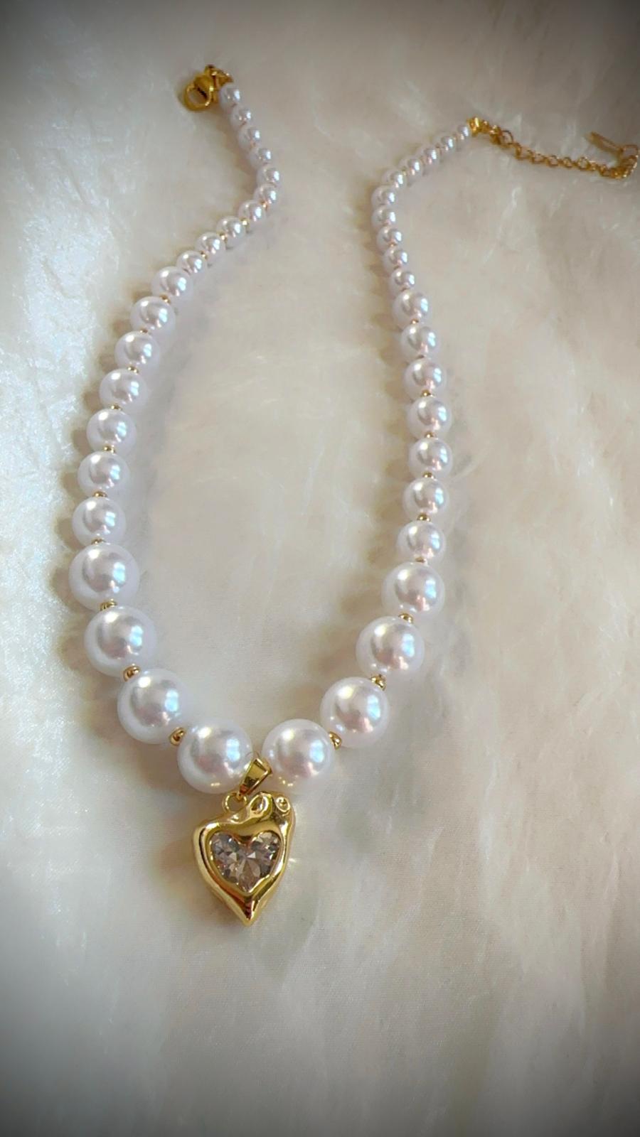 Heart ~ Pearls ~ Gold Necklace