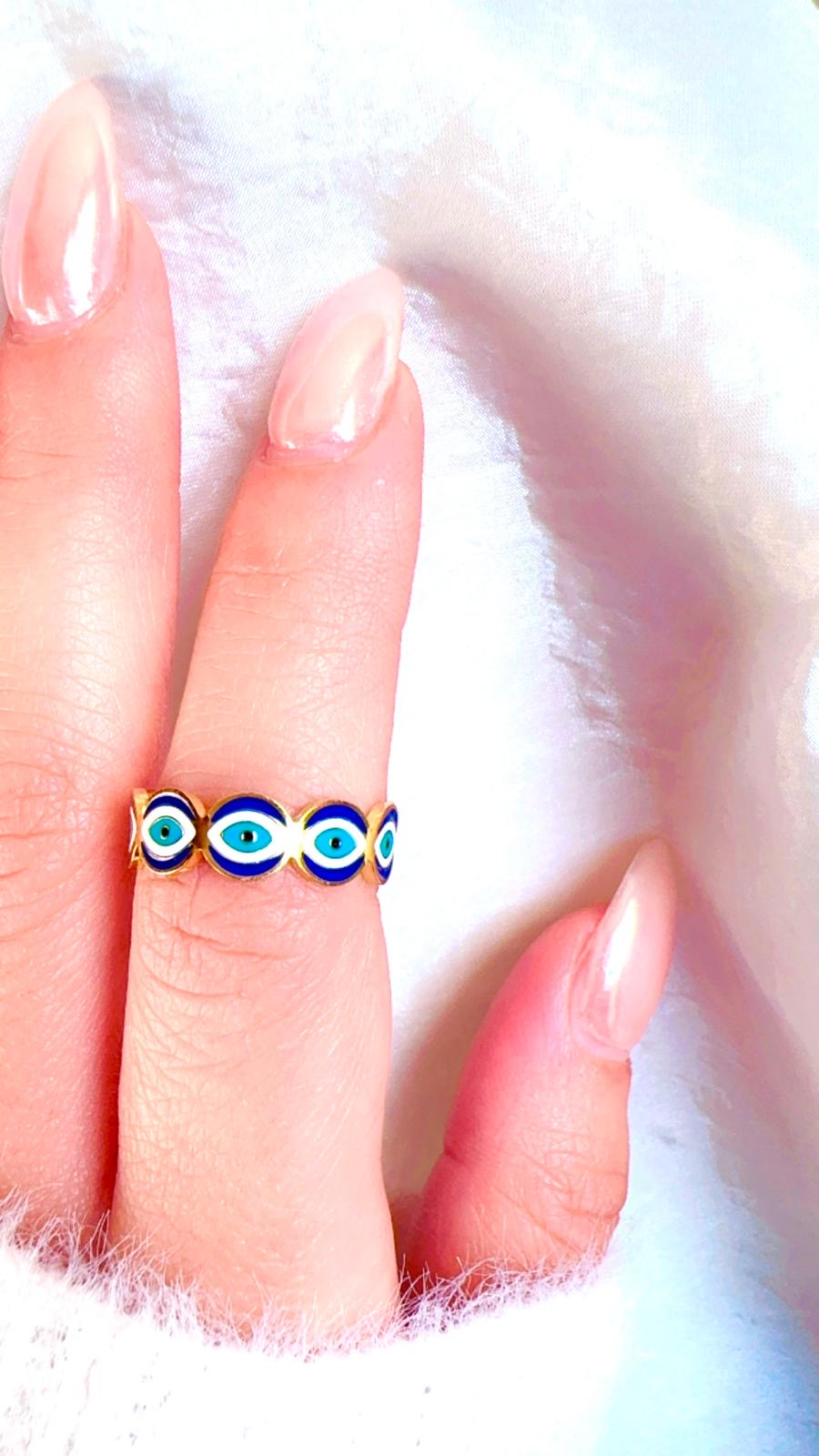 ADJUSTABLE EVIL EYE ~ Ring