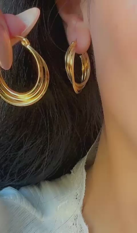 Bold chunky gold hoop earrings – hypoallergenic stainless steel jewelry